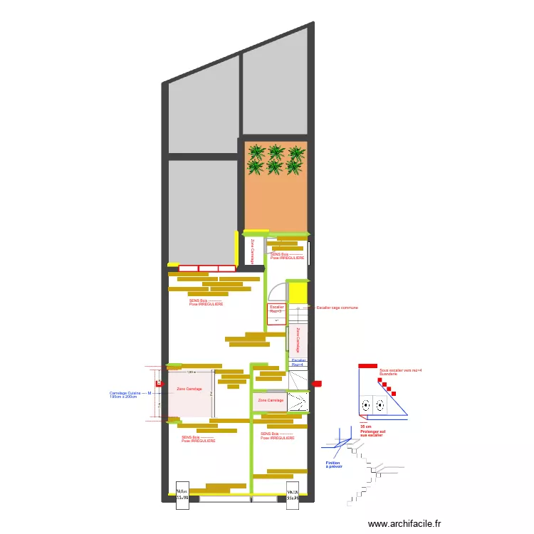 BAUCQ 77 3e &eacute;tage SOLS - Bois -. Plan de 8  et 100 m²