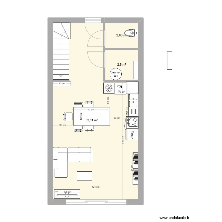Appartement Hauteville v5 avec aménagement 2 étages. Plan de 10 pièces et 102 m2