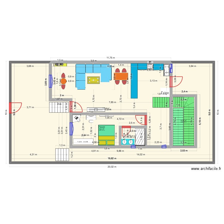 Plan01 Maison Rades. Plan de 4 pièces et 176 m2