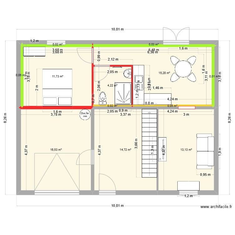 Projet MAREC. Plan de 12 pièces et 76 m2