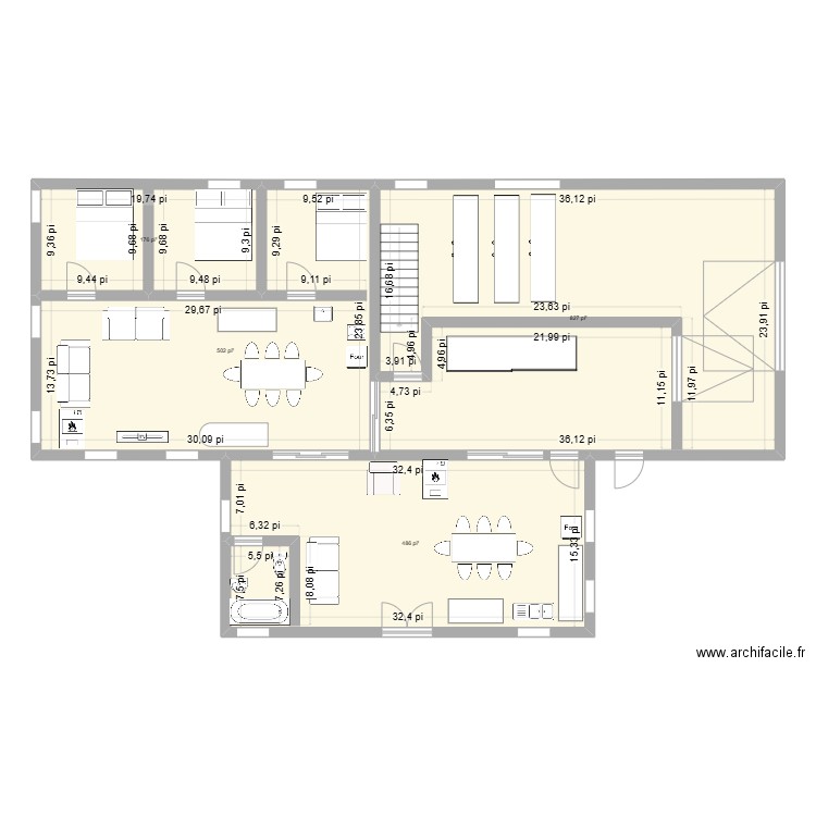 Cabane a sucre. Plan de 4 pièces et 185 m2