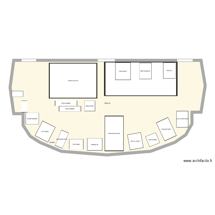 MUSCU. Plan de 1 pièce et 155 m2