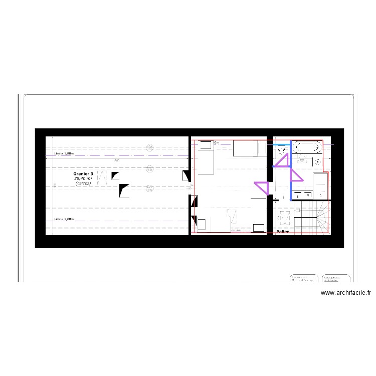 Montévrain aménagement combles. Plan de 0 pièce et 0 m2