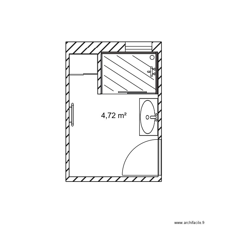 SdB. Plan de 1 pièce et 5 m2