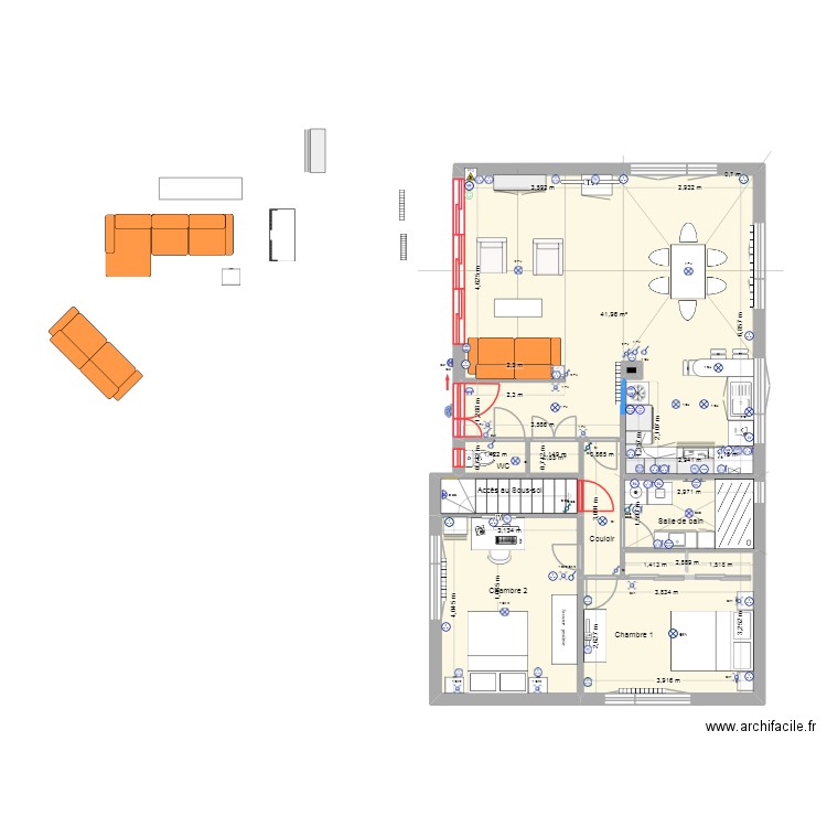 Notre maison - Projet Rénov - Plain-Pied. Plan de 15 pièces et 158 m2