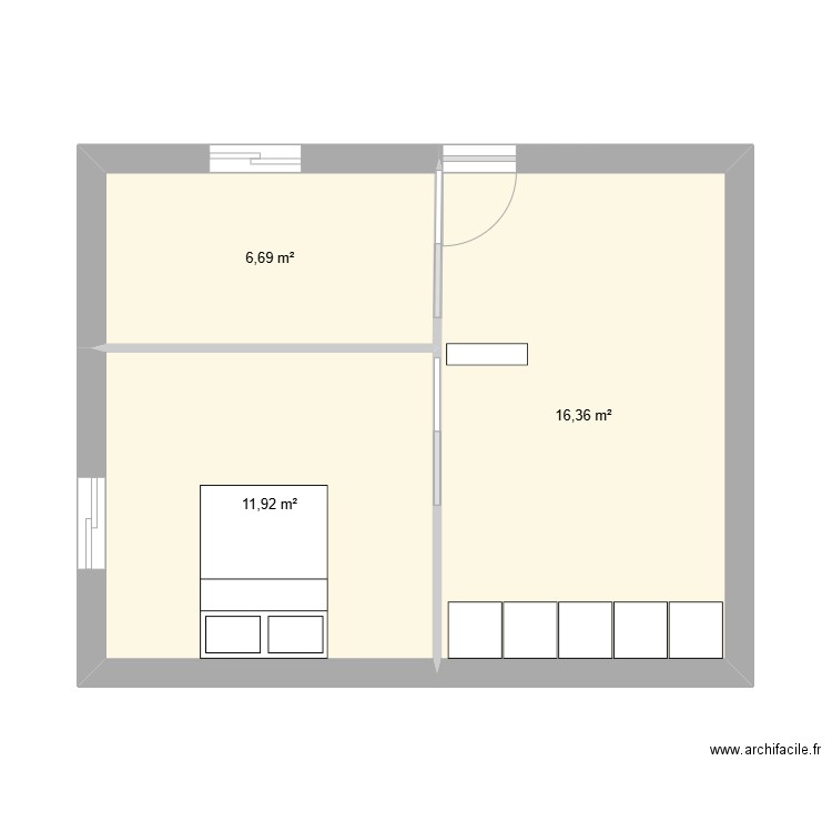 MAISON POUR  APPRENTISSAGE. Plan de 3 pièces et 35 m2