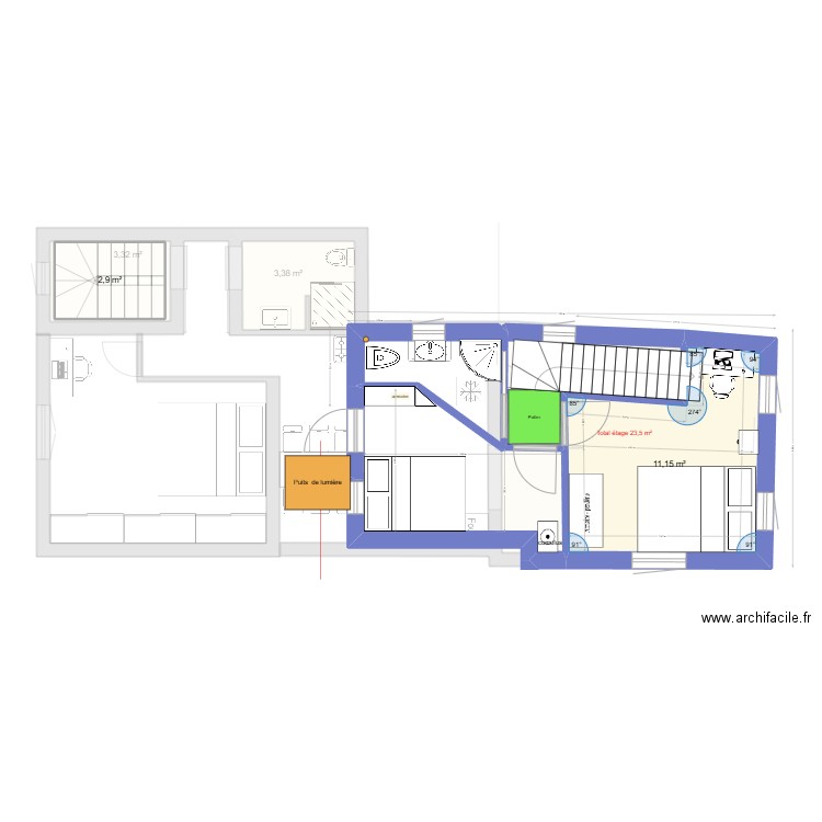 2808 2025. Plan de 5 pièces et 39 m2
