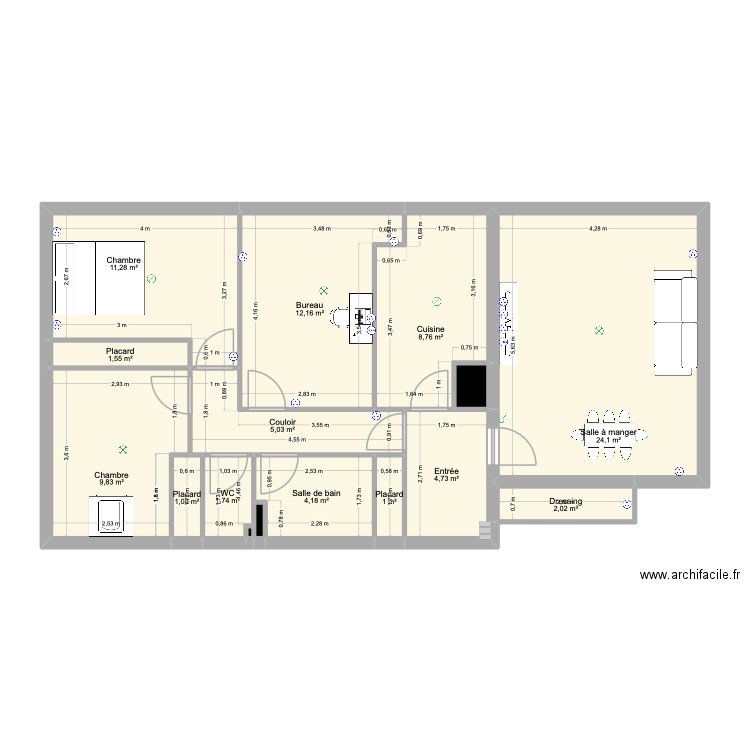 Joinville Objectif. Plan de 16 pièces et 88 m2