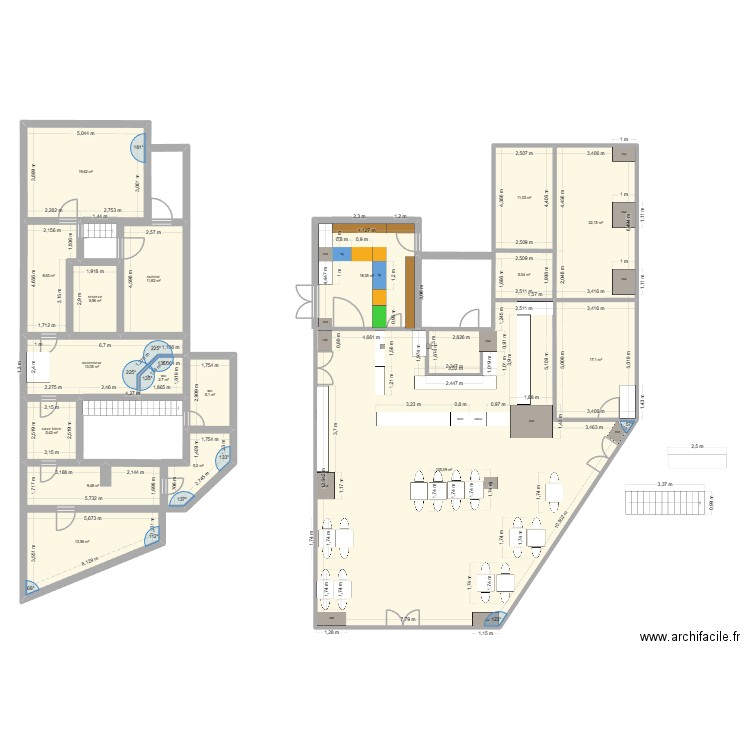 tabac nanterre 5. Plan de 17 pièces et 309 m2