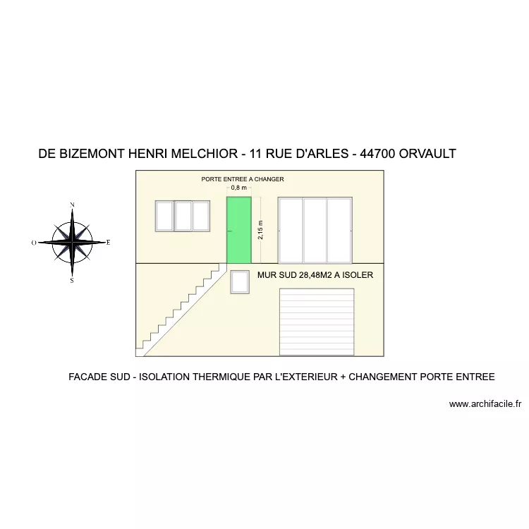 FACADE SUD 2 DE BIZEMONT. Plan de 