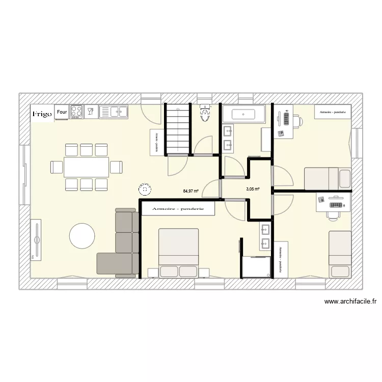 Plan 92m2. Plan de 2 Pièces et 94 m² Plan 92m2. Plan de 2 Pièces et 94 m²