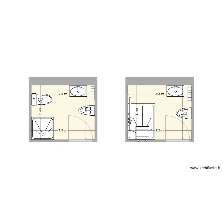 Bigert françoise sdb. Plan de 2 pièces et 8 m2