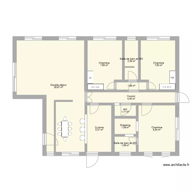 APPART MATER. Plan de 11  et 68 m²