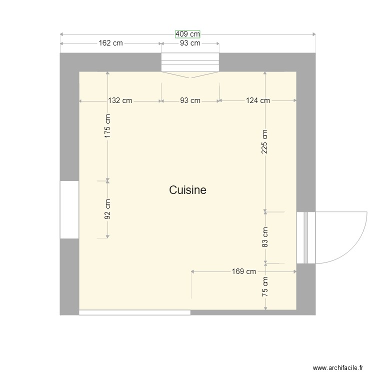 Cuisine. Plan de 1 pièce et 13 m2