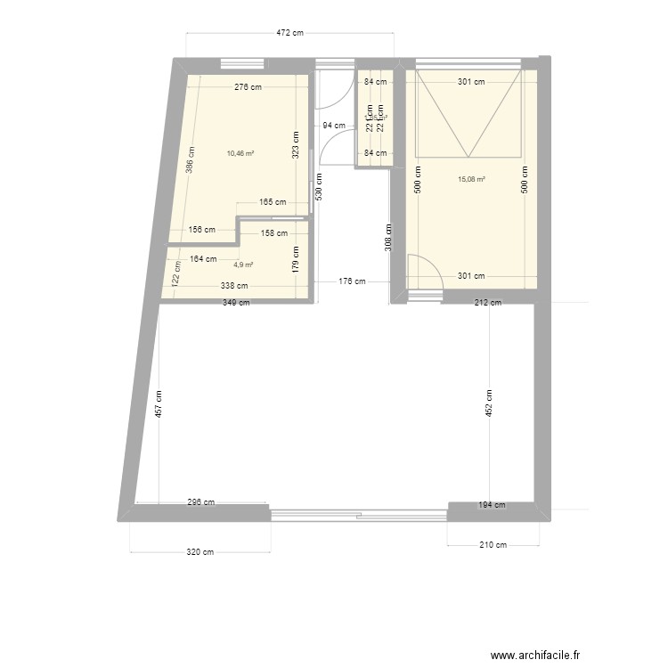 argentin  Etage. Plan de 8 pièces et 76 m2