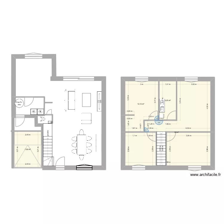 Maison Antony. Plan de 4 pièces et 64 m²