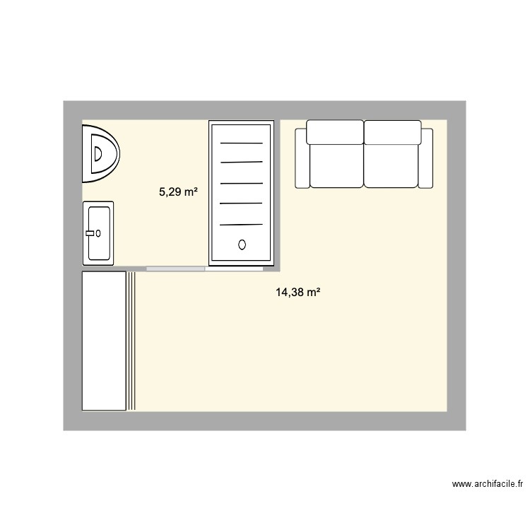 Studio. Plan de 0 pièce et 0 m2