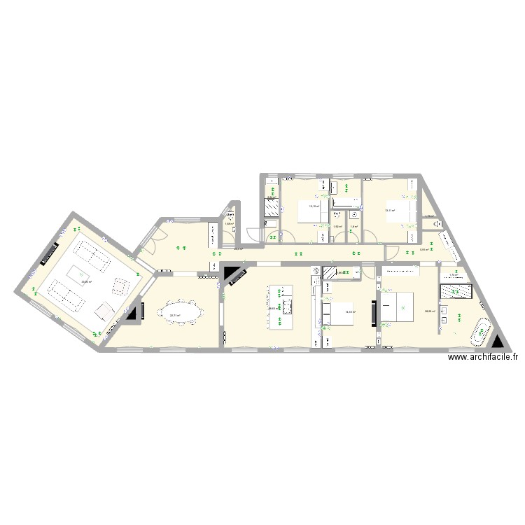 41 KLEBER. Plan de 19 pièces et 200 m2
