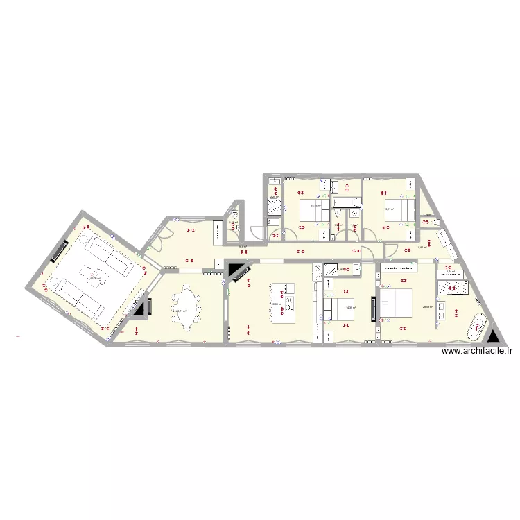 41 KLEBER. Plan de 19 pièces et 200 m²
