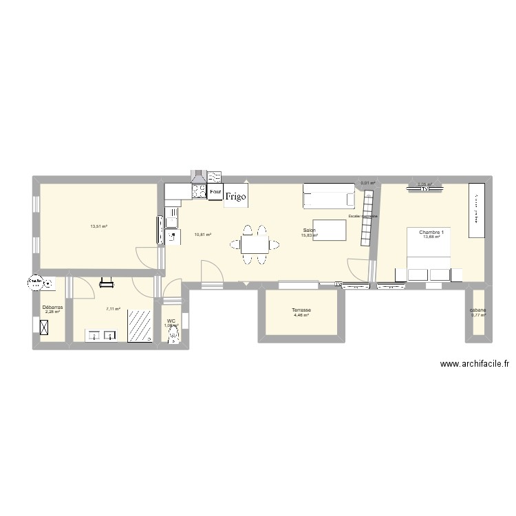 appart. Plan de 11 pièces et 70 m2