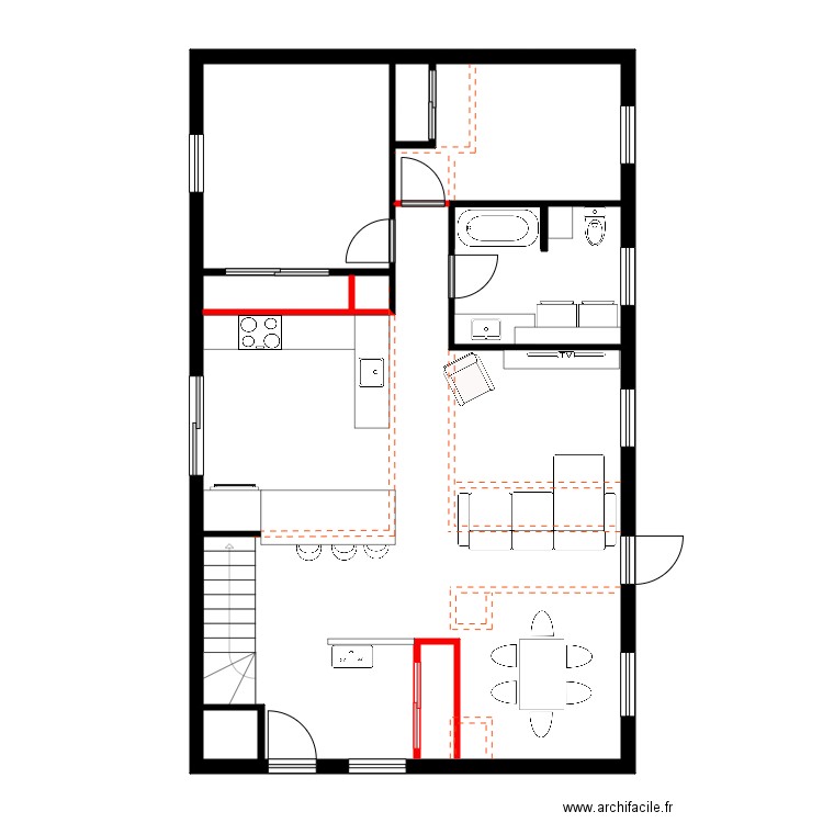 lavigueur rdch3. Plan de 4 pièces et 88 m2