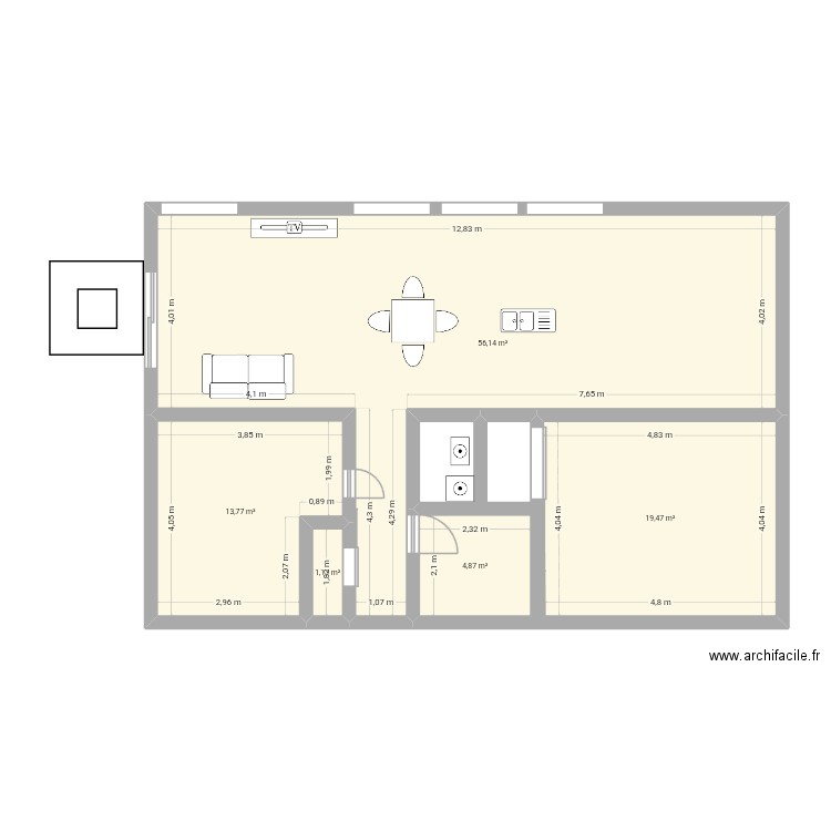 Test 18102025. Plan de 5 pièces et 95 m2