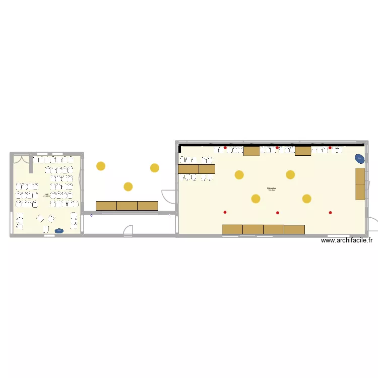 Mariage - Plan A - Cérémonie dans le Hall 1 - Magali. Plan de 2 et 174 m² Mariage - Plan A - Cérémonie dans le Hall 1 - Magali. Plan de 2 et 174 m²