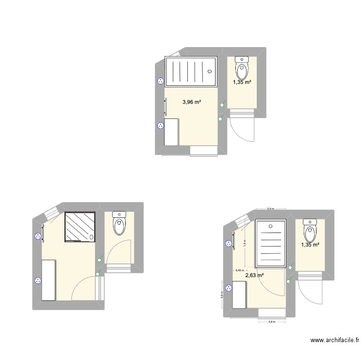 Guy. Plan de 7 pièces et 16 m2