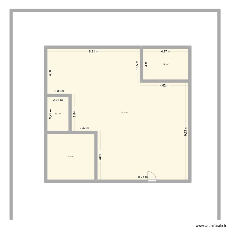Kinv1. Plan de 4 pièces et 165 m2