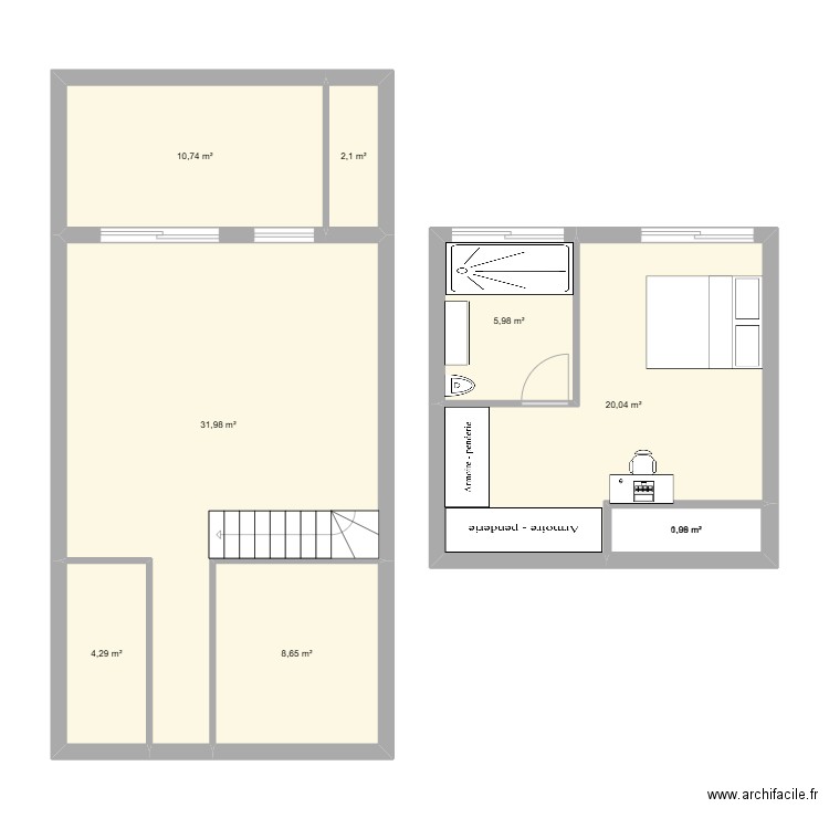 Gabriel Laroque. Plan de 9 pièces et 88 m2