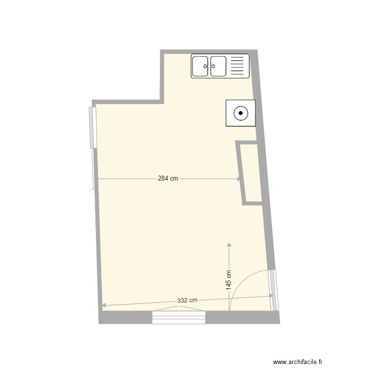 isabelle origine. Plan de 1 pièce et 14 m2