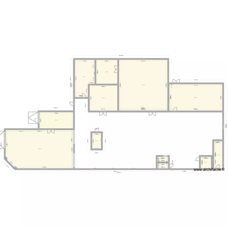 Buanderie. Plan de 11  et 415 m²