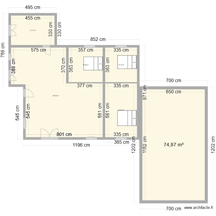 Prejet Resty Maison actuelle AVEC EXTENSION ange. Plan de 6 pièces et 199 m2