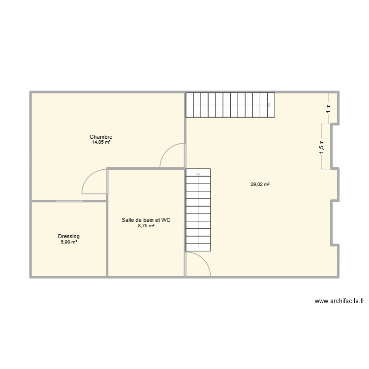 test. Plan de 4 pièces et 59 m2
