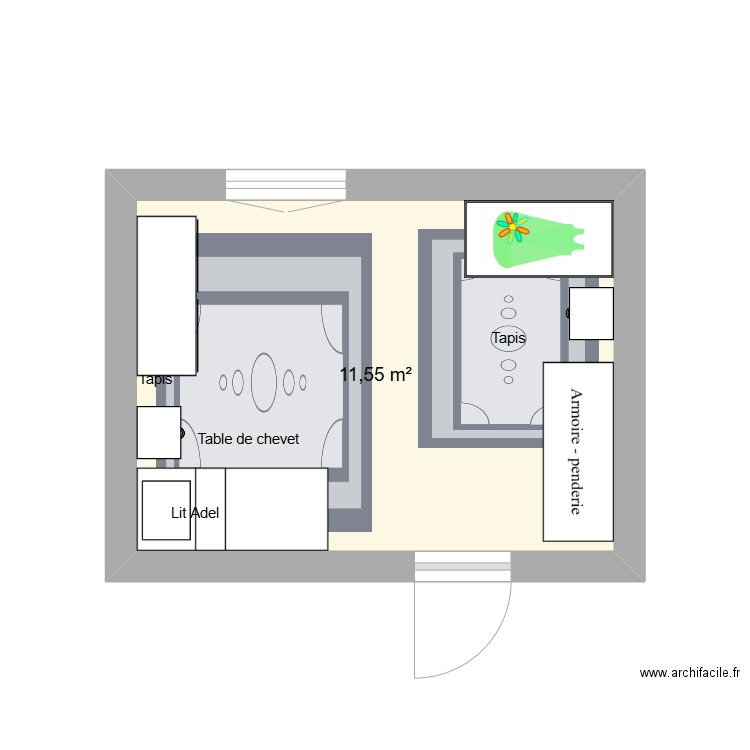 Chambre des garçons. Plan de 1 pièce et 12 m2