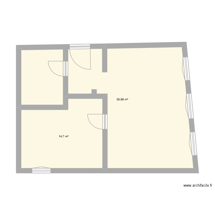 appartement maison verte coté. Plan de 2 pièces et 54 m2