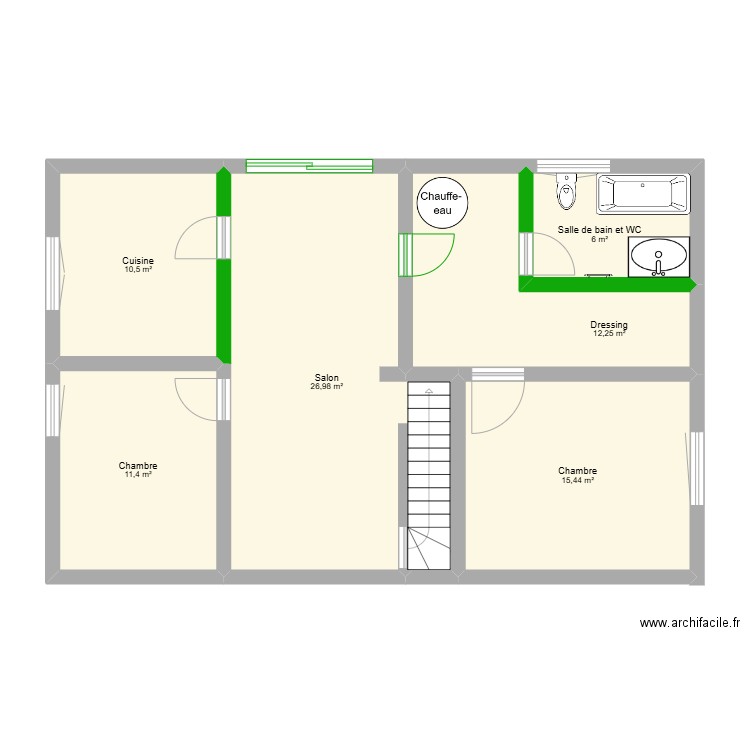 SOUS-SOL. Plan de 6 pièces et 83 m2