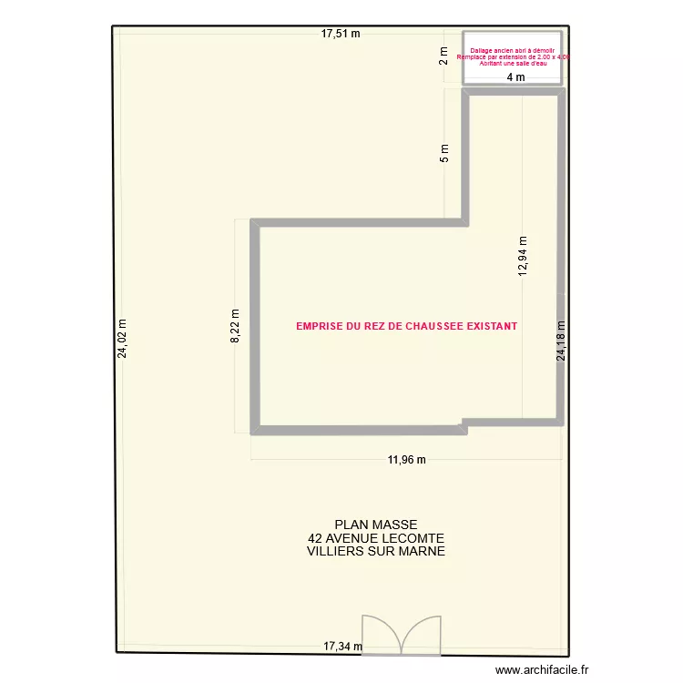 LAETITA PLAN DE MASSE. Plan de 2  et 428 m²