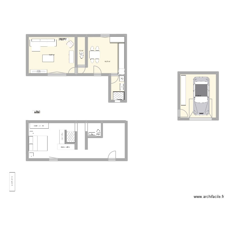 versionsdbenhaut. Plan de 4 pièces et 58 m2