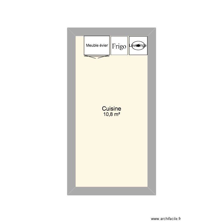 cuisine. Plan de 1 pièce et 11 m2