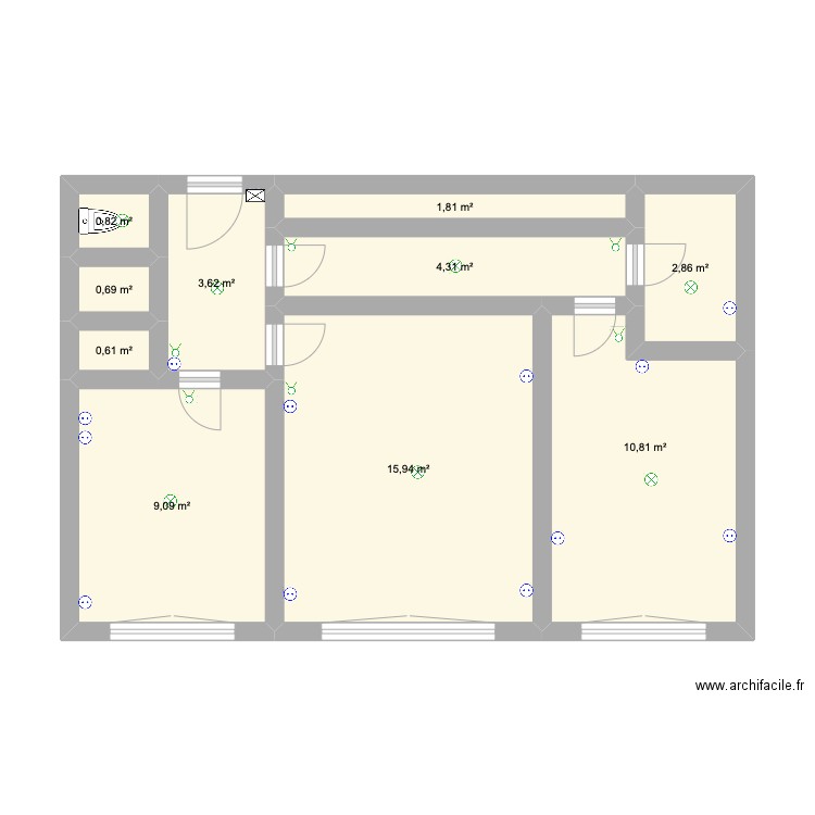 appartement. Plan de 10 pièces et 51 m2