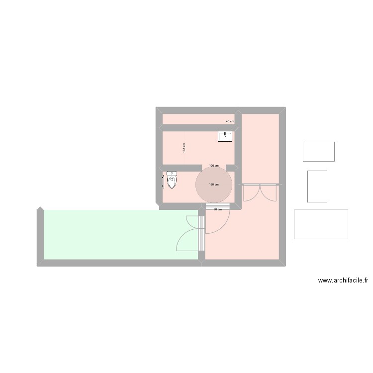 sanitaire DIEULEFIT COLLEGE. Plan de 5 pièces et 34 m2