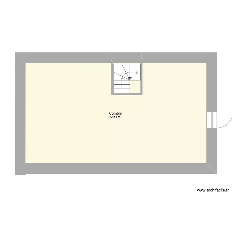 Etage actuelle. Plan de 2  et 45 m²