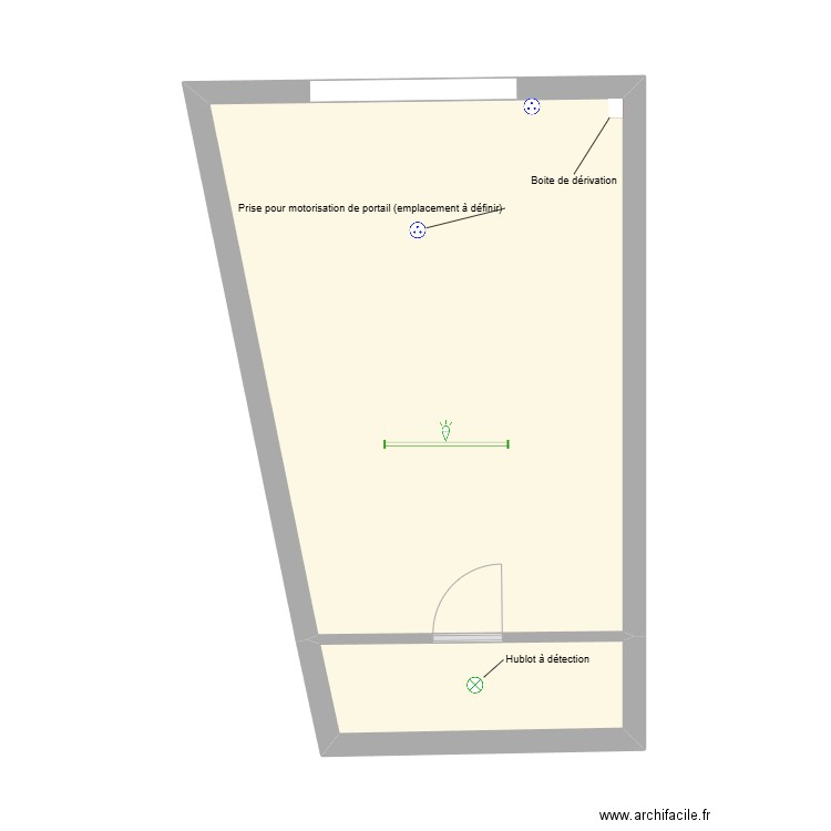 Drounau RDC. Plan de 2 pièces et 29 m2