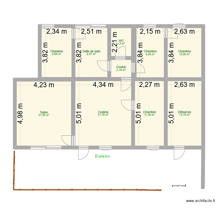 avant travaux. Plan de 10 pièces et 110 m2