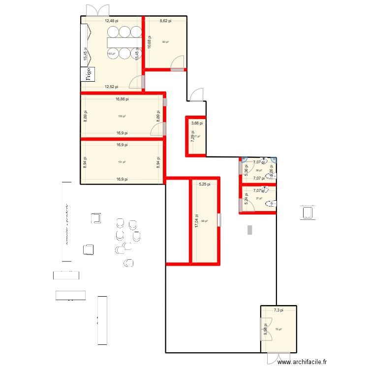 LAURIANNE. Plan de 9 pièces et 79 m2