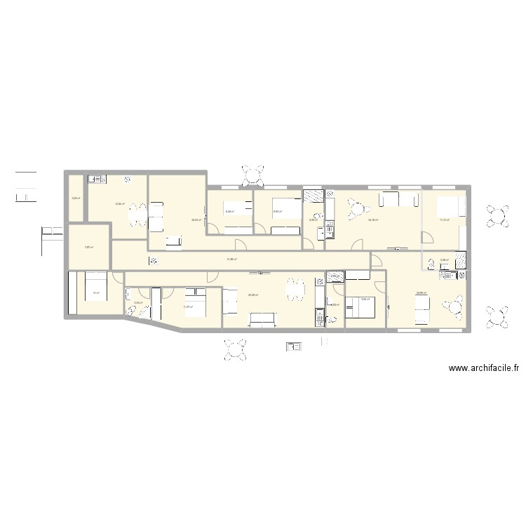 ORIGINAL ACOSTAS V1 APART. Plan de 19 pièces et 224 m2