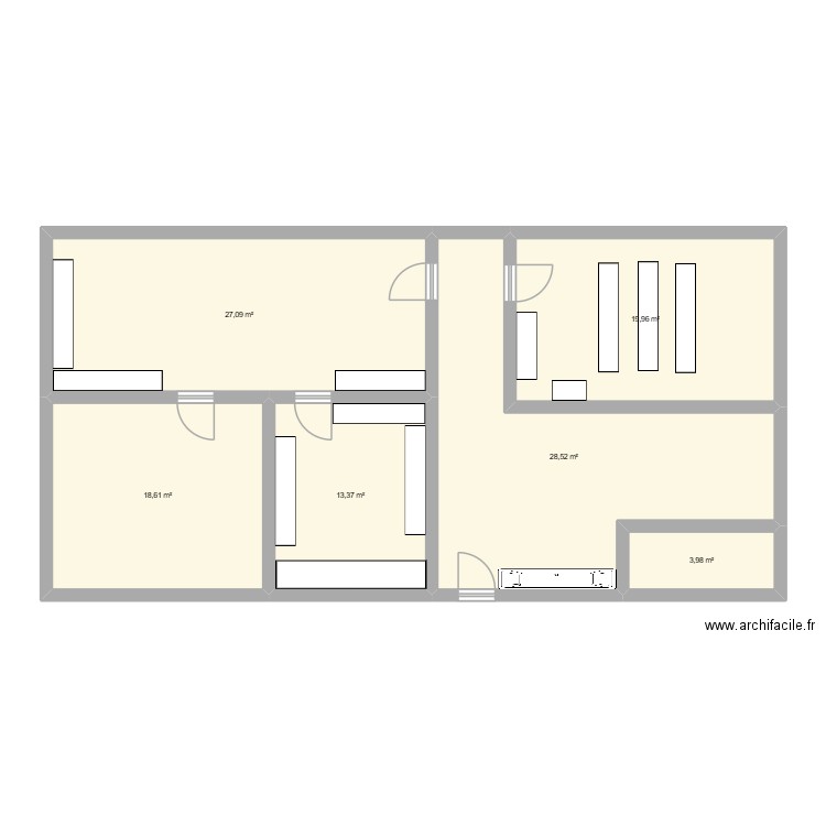 Labo Zoo. Plan de 6 pièces et 112 m2