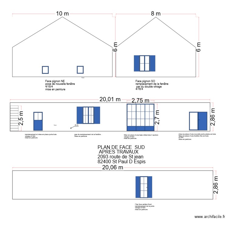 plan de facade reno fenetre. Plan de 0 pièce et 0 m2