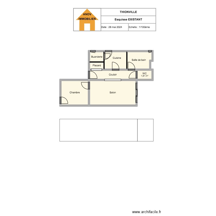 THIONVILLE - EXISTANT. Plan de 8 pièces et 48 m2